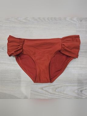 Aerie Rust Orange Bikini Hipster Swim Bottom with Side Ruching Size M